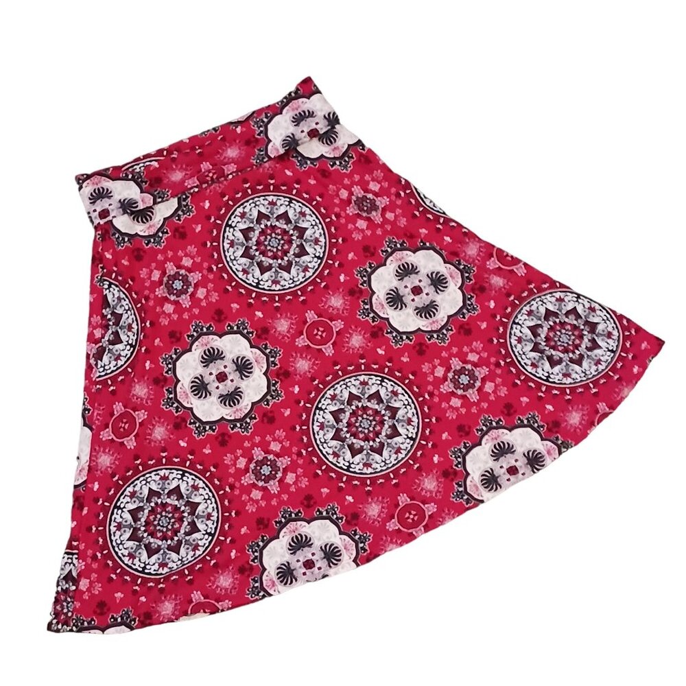 NEW‎ Colette Mali Brushed Knit Fold-over Knee Length Skirt Red